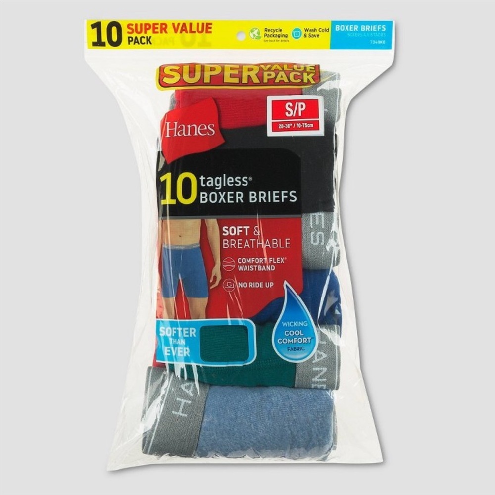 Hanes Men's Tagless Boxer Briefs - Red, Black, Blue Pack